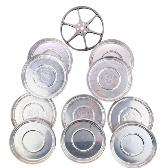 Vintage Bell & Howell 8mm Film Canisters Set Of 5 With 1 Reel 1950s 5 Inch Metal - Picture 8 of 12